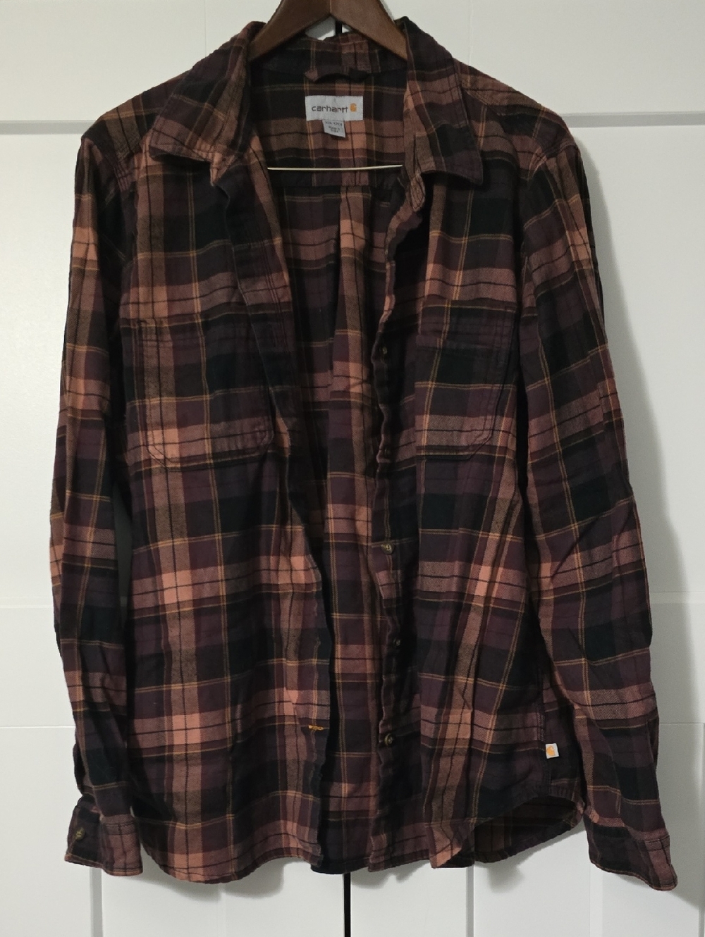 Carhartt Women’s Burgubdy and Purple Plaid Flannel Shirt
